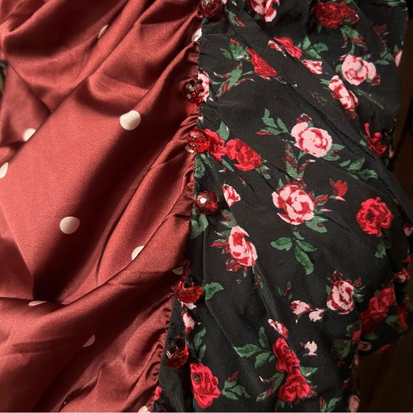 For Love and Lemons Cher Ruched Mini Dress Floral Polka Dot Medium - Picture 11 of 15